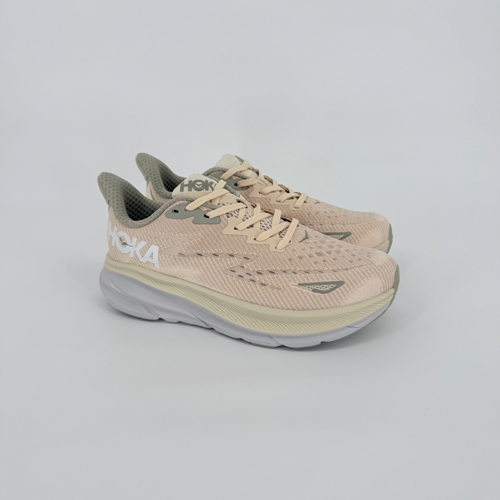 Hoka Clifton 9 Running Shoes Womens 9 Mens 8 Oat Milk Barley Athletic Gorpcore